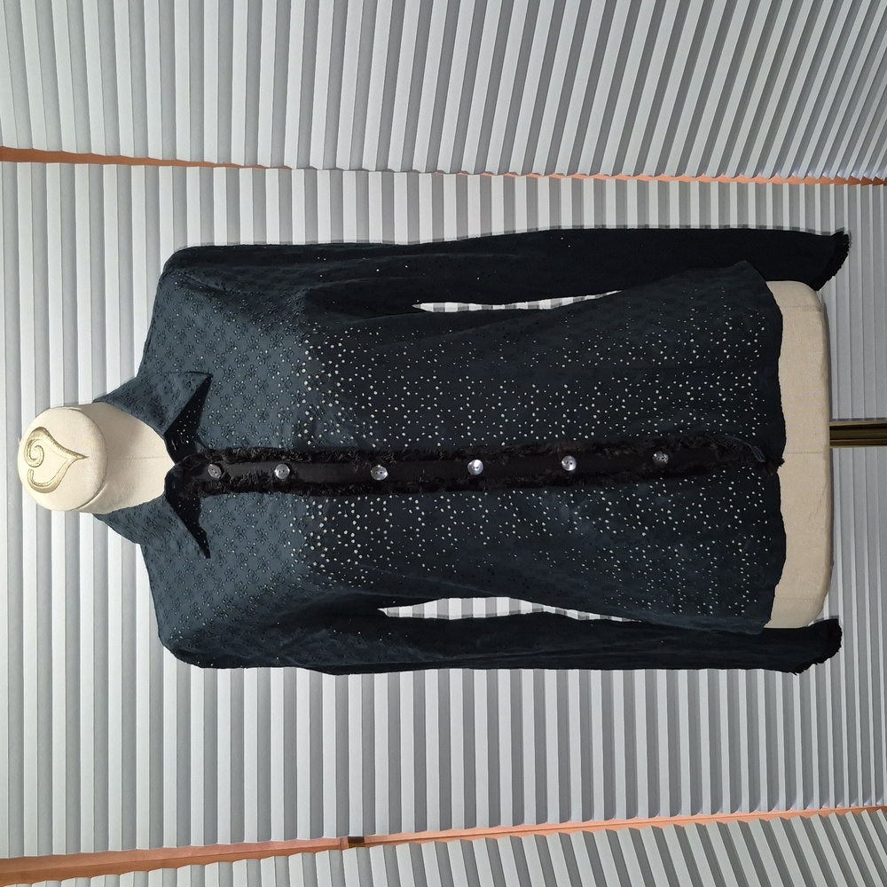 Worth Deep Teal Eyelet Buttondown Blouse